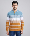 PRORIDERS Men Striped Polo Neck Cotton Blend
