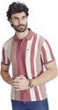 PRORIDERS Striped Men Polo Neck Pink T-Shirt