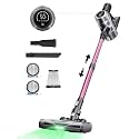 Proscenic Cordless Vacuum Cleaner, 45Kpa 50Mins Runtime Vacuum Cleaners for Home with Green Light, Anti-Tangle, LED Display, Lightweight Stick Vacuum for Pet Hair, Floor&Carpet, P13(Pink)