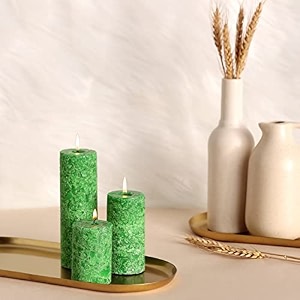 prosperro lumo paraffin wax by parkash candle set of 3 fragrance pillar candles marble finish lemon grass fragrance