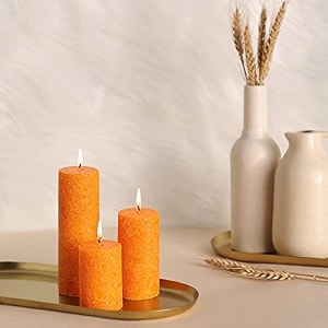 prosperro lumo by parkash candle set of 3 fragrance pillar candles marble finish sandalwood fragrance