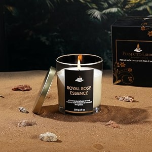prosperro lumo by parkash candles premium scented soy wax candle 200 gm 25-30 hrs luxury aroma therapy votive jar scented candles for home decor gift set royal rose essence