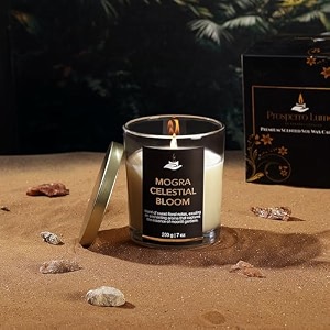 prosperro lumo by parkash candles premium scented soy wax candle 200 gm 25-30 hrs luxury aroma therapy votive jar scented candles for home decor gift set mogra celestial bloom