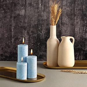 prosperro lumo by parkash candles set of 3 fragrance pillar candles marble finish maldives fragrance paraffin wax