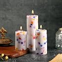 PROSPERRO LUMO By Parkash Candles Set Of 3 Fragrance Pillar Wax Candles Marble Finish(Christmas Snow - Mahagony)
