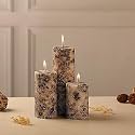 PROSPERRO LUMO By Parkash Candles Set Of 3 Fragrance Pillar Wax Candles Marble Finish(Brown - Coffee)