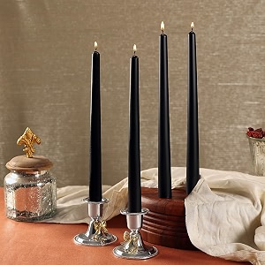 prosperro lumo by parkash candles unscented dripless taper candles  10 inch x 075 inch  candle light dinner  spell  set of 4  paraffin wax black