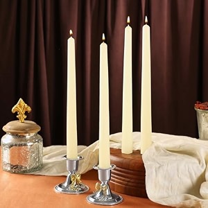 prosperro lumo by parkash candles unscented dripless taper candles  10 inch x 075 inch  candle light dinner  spell  set of 4  paraffin wax ivory