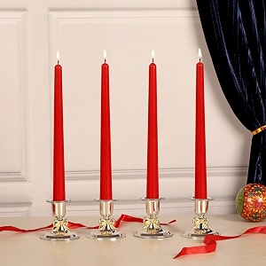prosperro lumo by parkash candles unscented dripless taper candles  10 inch x 075 inch  ram mandir candle  spell  set of 4  paraffin wax red