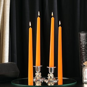 prosperro lumo by parkash candles unscented dripless taper candles  10 inch x 075 inch  candle light dinner  spell  set of 4  paraffin wax orange