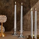 PROSPERRO LUMO by Parkash Candles Unscented Dripless Taper Candles || 10 Inch x 0.75 Inch || Candle Light Dinner || Spell || Set of 4 || Paraffin Wax (Silver)