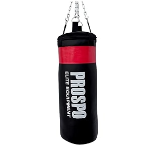 prospo 24 inch filled srf punching bag with super strong hanging chain and 12oz boxing gloves black mma boxing gym youth