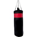 Prospo Punching Bag, Boxing Bag, Rough Srf Punching Bag (24inch) Filled with Super Strong Hanging Chain, MMA Punching Bag, 2 Ft Filled Extra Strong Bag, with Chain and Handwrap (108) Inch Black