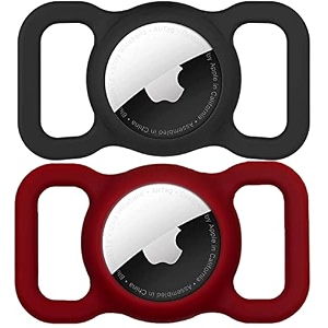 protective case for airtag holder compatible with airtag protector case 2 pack work with pet dog cat collar and children39s school bag anti-lostblackwine red