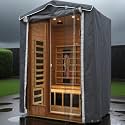 Protective Cover for 2-Person Outdoor Sauna, 3-Layer Oxford Cloth, Hook &amp; Loop Roll-Up Door, Temp Retention &amp; Dustproof - (Only Fits 57.8*40.5*81.1 In &amp; Smaller Outdoor Hillside Roof Saunas )