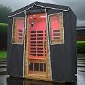 Protective Cover for 3-Person Outdoor Sauna, 3-Layer Oxford Cloth, Hook &amp; Loop Roll-Up Door, Temp Retention &amp; Dustproof - (Only Fits 81.1*45*83.5 In &amp; Smaller Outdoor Hillside Roof Saunas )