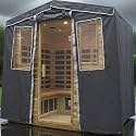 Protective Cover for 5 Person Outdoor Sauna, 3-Layer Oxford Cloth, Hook &amp; Loop Roll-Up Door, Temp Retention &amp; Dustproof - Only Fits 81.1*60.6*83.5 In &amp; Smaller Outdoor Hillside Roof Outdoor Saunas