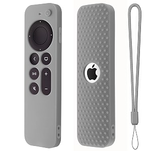 protective full wrap silicone case compatible with new siri apple tv 4k 2nd generation remote skin-friendly shock proof anti-slip washable cover sleeve c-grey