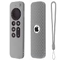 Protective Full Wrap Silicone Case Compatible with New Siri Apple TV 4k 2nd Generation Remote Skin-Friendly Shock Proof Anti-Slip Washable Cover Sleeve (C-Grey)