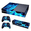 Protective Vinyl Skin Decal Cover for Microsoft Xbox One Blue Fire Flame(Upgraded)