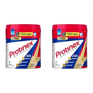 protinex health and nutritional protein drink mix for adults-creamy vanilla 400 gms jar with 25 vital nutrients to support strength immunity amp active life pack of 2