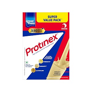 protinex creamy vanilla 1 kg  get 40 daily protein requirement for strong muscles when prepared with 200ml milk  high protein  zero added sugar  nutritional drink for men and women
