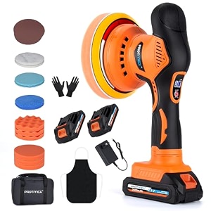 cordless car buffer polisher w 2x2000mah 21v batteries 6 inch car buffer waxer kit car polishing machine wextra 18 pcs attachments amp 6 variable speed car buffer polisher for car detailing