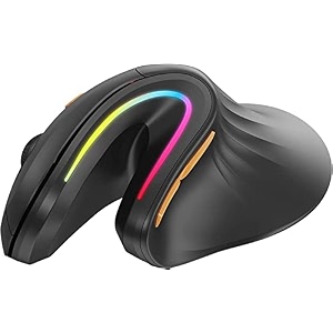 protoarc em11 rgb multi device bluetooth ergonomic vertical mousewirelesshandshake shaperechargeable24g with 3 adjustable dpi upto 2400over 16 mill color amp 4 rgb mode for winpcmactablet-black