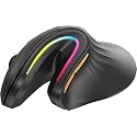 ProtoArc EM11 RGB Multi Device Bluetooth Ergonomic Vertical Mouse,Wireless,Handshake Shape,Rechargeable,2.4G with 3 Adjustable DPI Upto 2400,Over 16 Mill Color &amp; 4 RGB Mode for Win/PC/Mac/Tablet-Black
