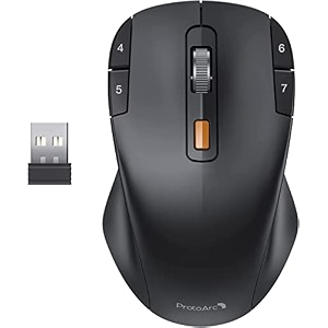 protoarc em12 wireless mouse for macro programming24g ergonomic amp symmetrical design with 8 programmable buttonstype-c rechargeableupto 2400 dpi for laptoppcmac for both right amp left hand-black