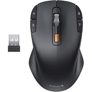 protoarc em12 wireless mouse for macro programming24g ergonomic amp symmetrical design with 8 programmable buttonstype-c rechargeableupto 2400 dpi for laptoppcmac for both right amp left hand-black