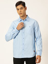 PROVOGUE Men Solid Casual Blue Shirt