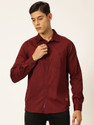 PROVOGUE Men Solid Casual Maroon Shirt