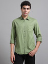 Proword Men Solid Casual Light Green Shirt