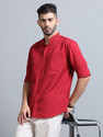 Proword Men Solid Casual Red Shirt