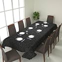 Prozone Washable Jute Table Cover,Heat Resistant Table Cover for Kitchen Table/Dining Table Wedding Party,90" Length x 50" Width,Black