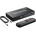 PROZOR Digital Audio Switcher Splitter - 3 in 2 Out 3 Port Spdif Toslink Optical Switch with Remote Control, Aluminum Alloy Material 2 Way Digital Audio Splitter Support LPCM 2.0 DTS Dolby-AC3