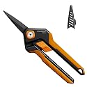 PrunePro Garden Scissors Pruning Shears Sharp Stainless Steel Non-Stick Teflon Coating Blade for Precise Cuts Garden Snip Bonsai Clippers for Plants Rose Flower Orange 1 Pack