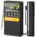 PRUNUS J-165 Shower Radio AM FM, Preset 1-5 Station Buttons, Back Clip