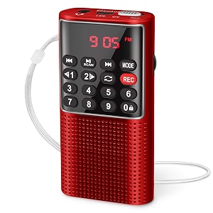 prunus j-328 mini portable pocket fm radio mp3 walkman radio with recorder lock key sd card player rechargeable battery operatedno am