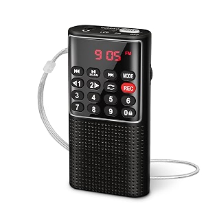 prunus j-328 mini portable pocket fmno am radio micro sd card mp3 player with voicefm recording lock button rechargeable battery operatedblack