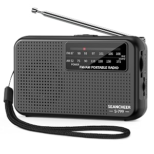 prunus seancheer s-799 mini am mw fm radio aa battery operated with lanyard