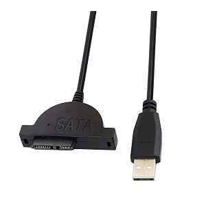 usb 20 to 76 13pin slimline sata laptop cddvd rom optical drive adapter  black 35cm - plug and play - support all slim-only sata laptop drive dvd-rom dvd-rw - dvd