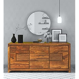 ps decor sheesham wood sideboard for living room  bedroom  dressing room  large cabinet in rustic teak finish