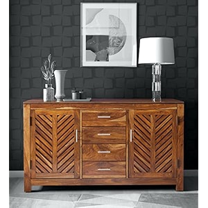 ps decor sheesham wood sideboard for living room  bedroom  dressing room  large cabinet in rustic finish