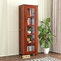PS DECOR Furniture Sheesham Wood Crockery Cabinet || Kitchen Cabinet with Acrylic Glass Door || Bookshelf || Wooden Storage Cabinet || Wardrobes || Honey Finish (Honey)