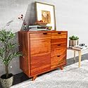 PS DECOR Solid Wood Side Board Cabinet for Living Room |Reception Crockery| Books | Side. Cabinet with 3 Drawers &amp; One Cabinet Storage with Adjustable Selves | Sheesham Wood Honey Finish Unfinesd
