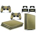 PS4 PRO Console Skin Vinyl Cover Decal Sticker Carbon Gold Controller Skins Set