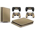 PS4 Slim Console Carbon Gold Colour Skin Decal Vinal Sticker + 2 Controller Skins Set