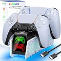 PS5 Controller Charging Station for Playsation 5 Dualsense/Edge, Dual PS5 Charging Station with LED Light, Controller Accessories P5 Charger Dock with Fast Charging Cable